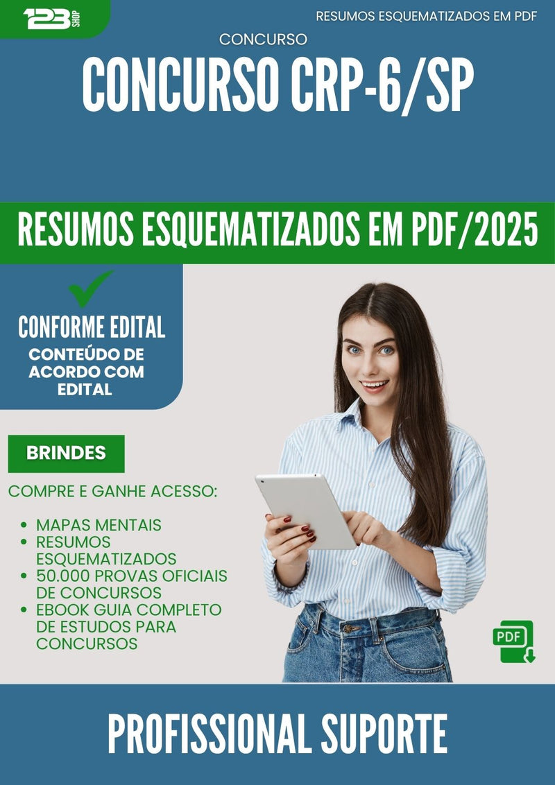 Resumos Esquematizados para Concurso Profissional De Suporte Administrativo Crp 6 Sp 2025 - Conteúdo de Acordo com Edital