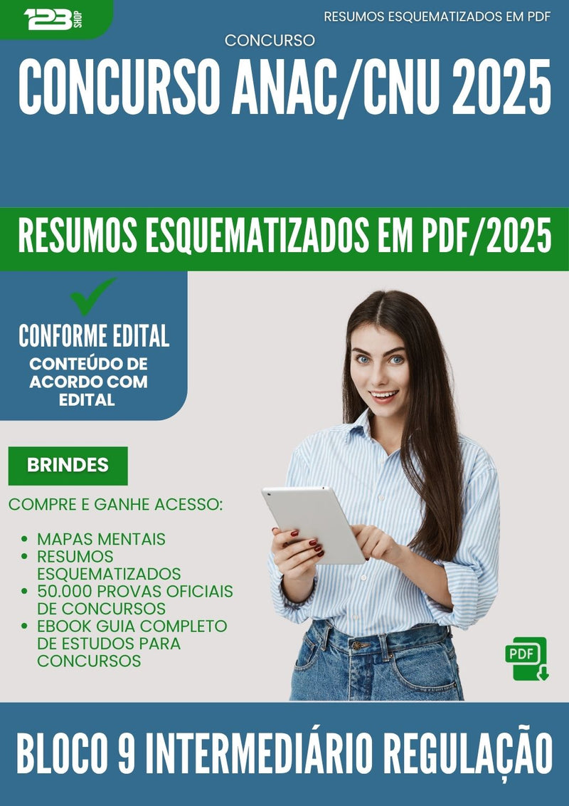 Resumos Esquematizados para Concurso Bloco 9 Intermediario Regulacao Anac Cnu 2025 - Conteúdo de Acordo com Edital