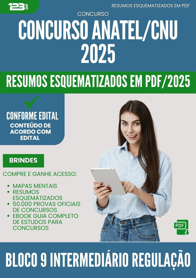 Resumos Esquematizados para Concurso Bloco 9 Intermediario Regulacao Anatel Cnu 2025 - Conteúdo de Acordo com Edital