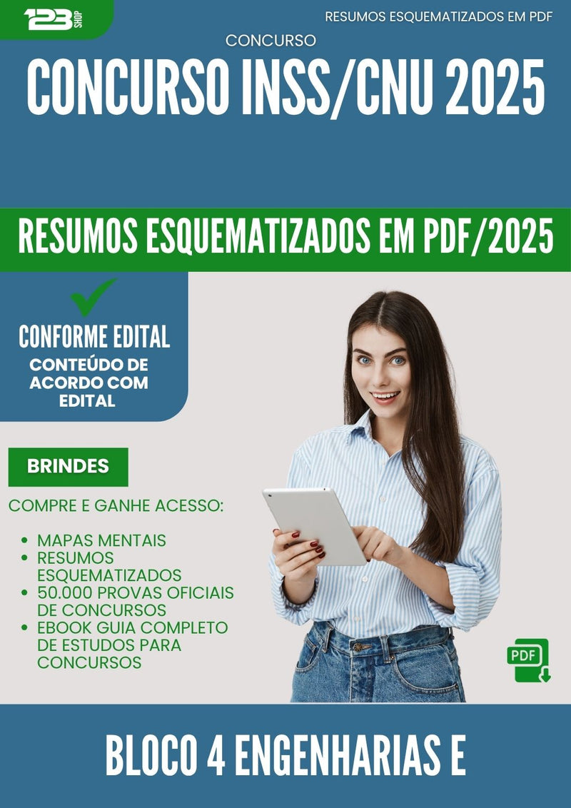 Resumos Esquematizados para Concurso Bloco 4 Engenharias E Arquitetura Inss Cnu 2025 - Conteúdo de Acordo com Edital