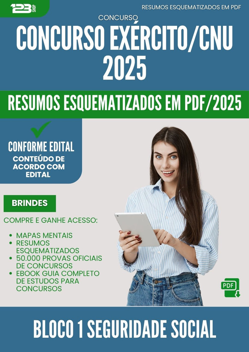 Resumos Esquematizados para Concurso Bloco 1 Seguridade Social Exercito Cnu 2025 - Conteúdo de Acordo com Edital