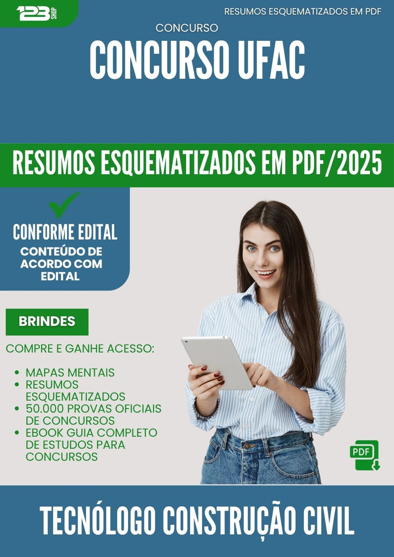 Resumos Esquematizados para Concurso Tecnologo Construcao Civil Ufac 2025 - Conteúdo de Acordo com Edital