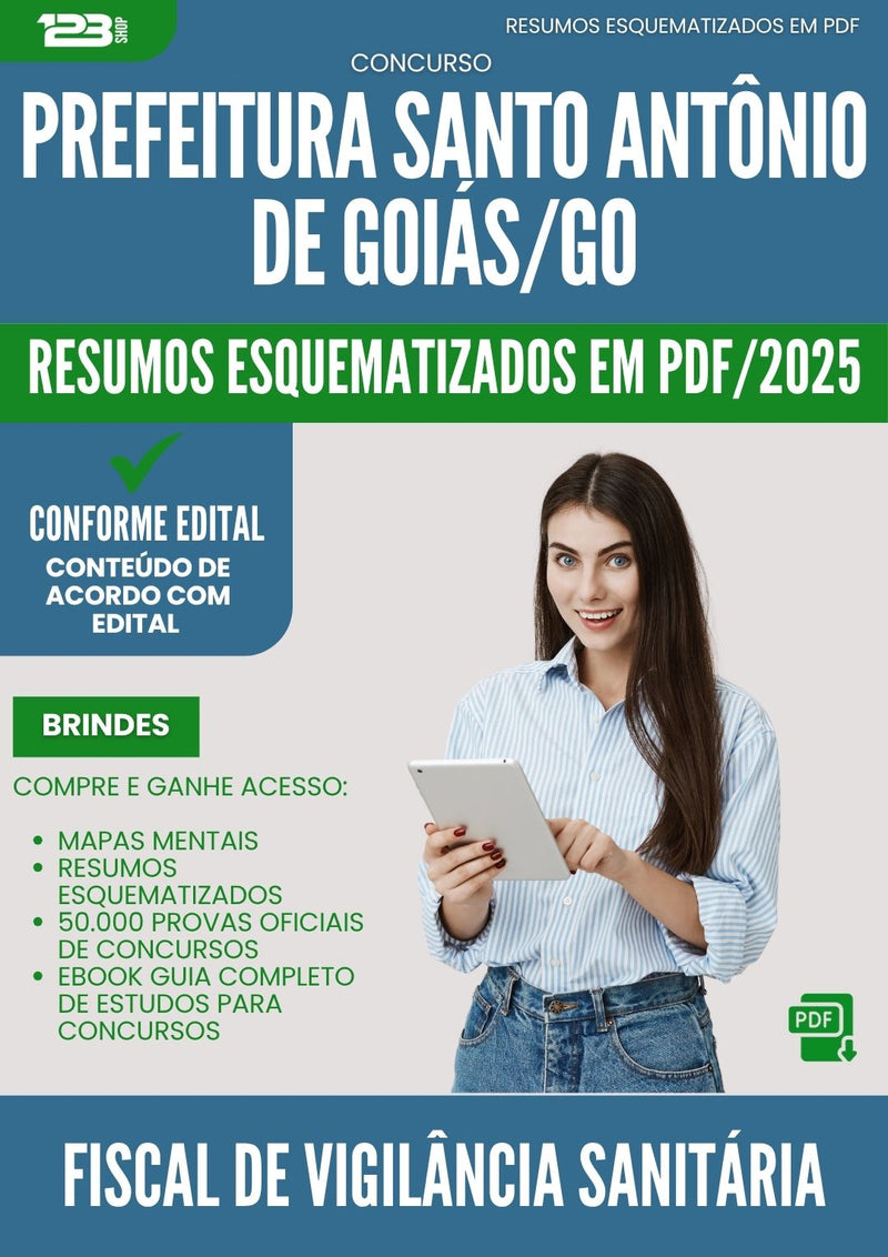 Resumos Esquematizados para Concurso Fiscal De Vigilancia Sanitaria Santo Antonio De da Prefeitura Goias Go 2025 - Conteúdo de Acordo com Edital