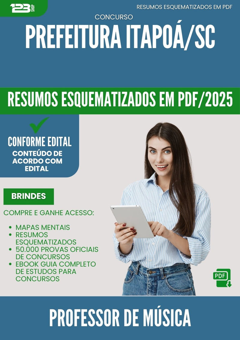 Resumos Esquematizados para Concurso Professor De Musica da Prefeitura Itapoa Sc 2025 - Conteúdo de Acordo com Edital