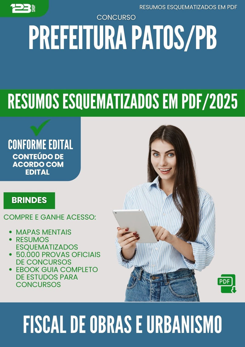 Resumos Esquematizados para Concurso Fiscal De Obras E Urbanismo da Prefeitura Patos Pb 2025 - Conteúdo de Acordo com Edital