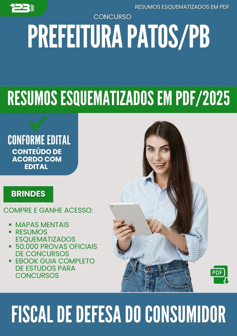 Resumos Esquematizados para Concurso Fiscal De Defesa Do Consumidor da Prefeitura Patos Pb 2025 - Conteúdo de Acordo com Edital