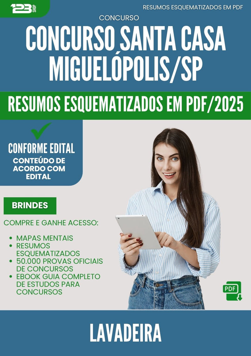 Resumos Esquematizados para Concurso Lavadeira Santa Casa Misericordia da Prefeitura Miguelopolis Sp 2025 - Conteúdo de Acordo com Edital