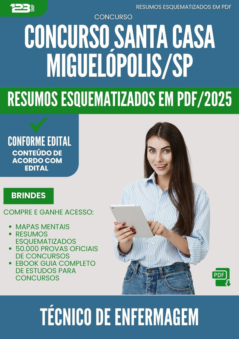 Resumos Esquematizados para Concurso Tecnico De Enfermagem Santa Casa Misericordia da Prefeitura Miguelopolis Sp 2025 - Conteúdo de Acordo com Edital