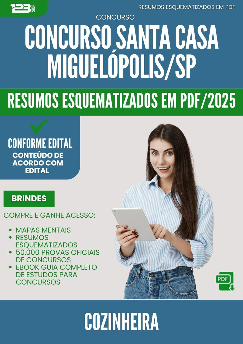 Resumos Esquematizados para Concurso Cozinheira Santa Casa Misericordia da Prefeitura Miguelopolis Sp 2025 - Conteúdo de Acordo com Edital