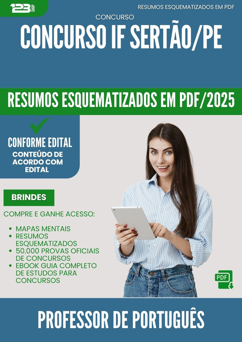Resumos Esquematizados para Concurso Professor De Portugues If da Prefeitura Sertao Pe 2025 - Conteúdo de Acordo com Edital