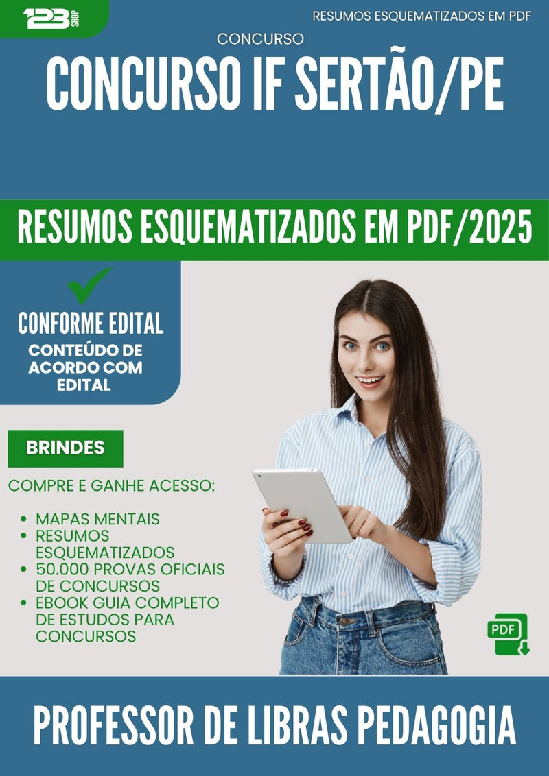 Resumos Esquematizados para Concurso Professor De Libras Pedagogia If da Prefeitura Sertao Pe 2025 - Conteúdo de Acordo com Edital