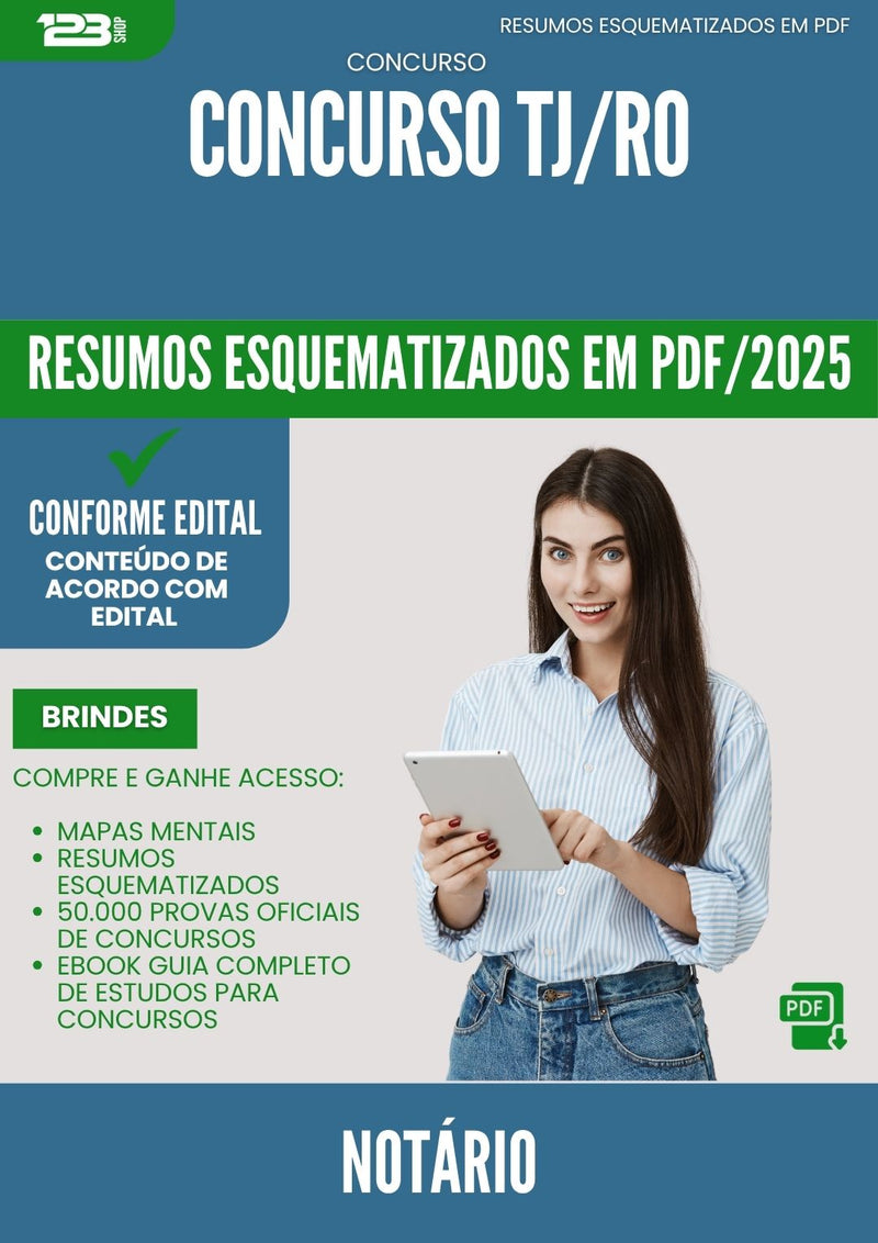 Resumos Esquematizados para Concurso Notario Tj Ro 2025 - Conteúdo de Acordo com Edital