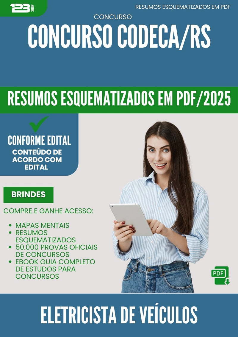 Resumos Esquematizados para Concurso Eletricista De Veiculos Codeca Rs 2025 - Conteúdo de Acordo com Edital
