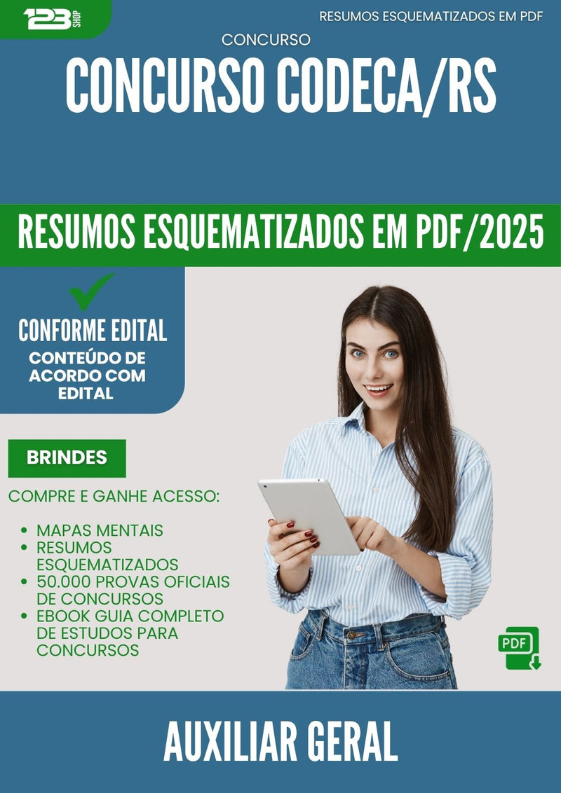Resumos Esquematizados para Concurso Auxiliar Geral Codeca Rs 2025 - Conteúdo de Acordo com Edital