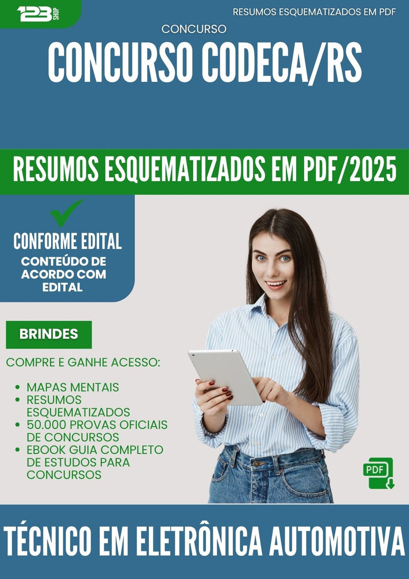Resumos Esquematizados para Concurso Tecnico Em Eletronica Automotiva Codeca Rs 2025 - Conteúdo de Acordo com Edital