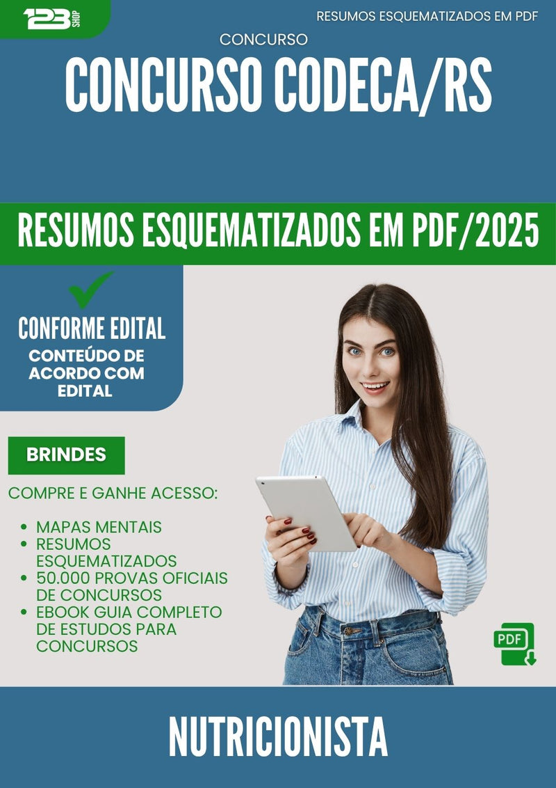 Resumos Esquematizados para Concurso Nutricionista Codeca Rs 2025 - Conteúdo de Acordo com Edital