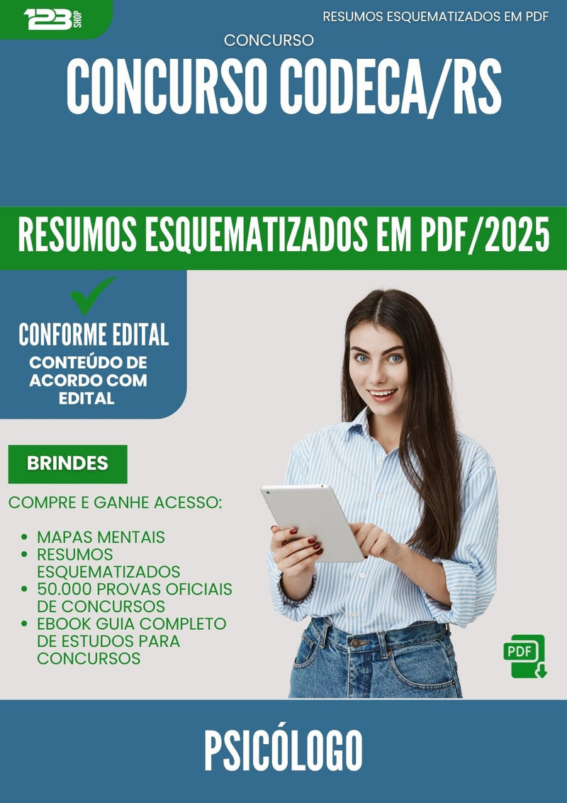 Resumos Esquematizados para Concurso Psicologo Codeca Rs 2025 - Conteúdo de Acordo com Edital