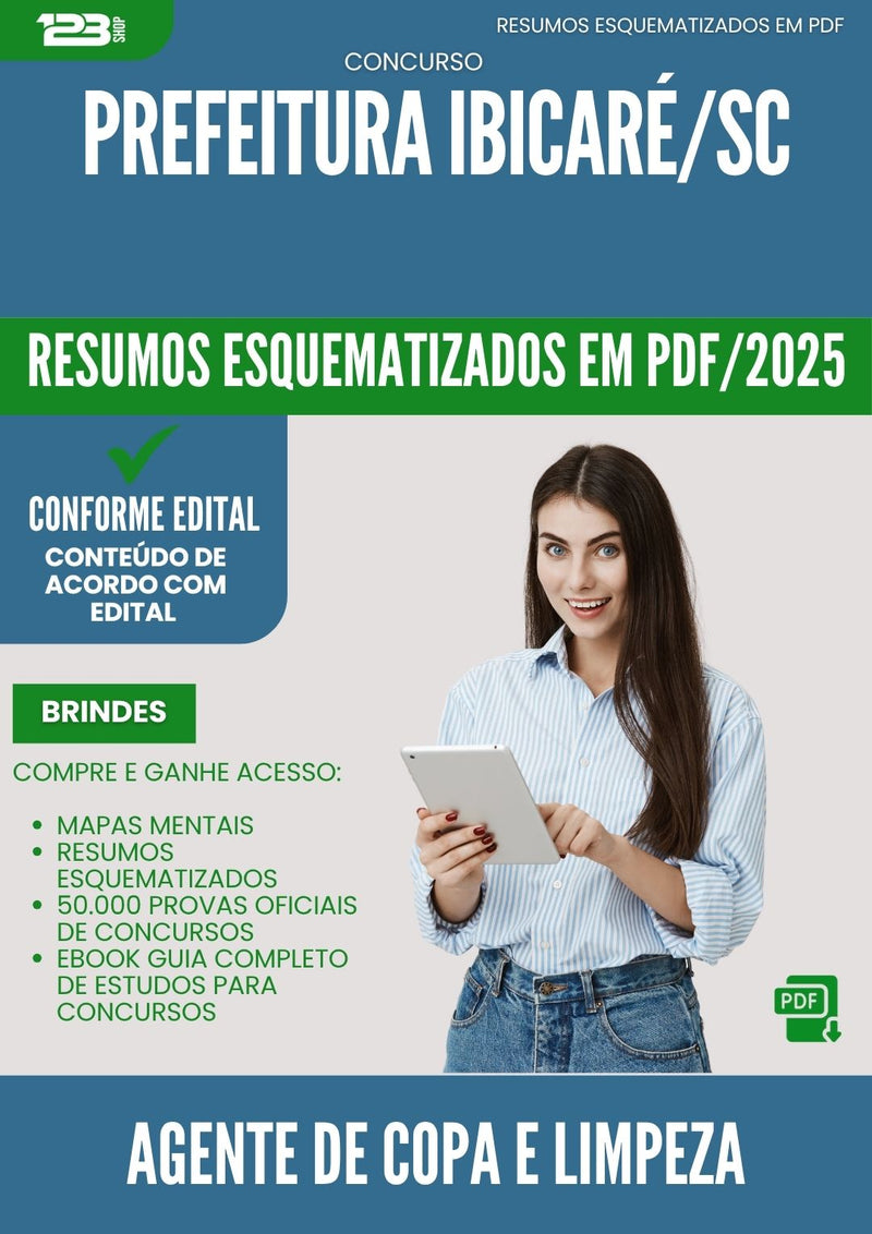 Resumos Esquematizados para Concurso Agente De Copa E Limpeza da Prefeitura Ibicare Sc 2025 - Conteúdo de Acordo com Edital