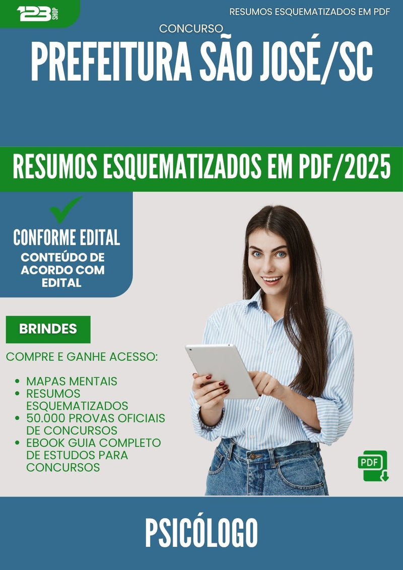 Resumos Esquematizados para Concurso Psicologo da Prefeitura Sao Jose Sc 2025 - Conteúdo de Acordo com Edital