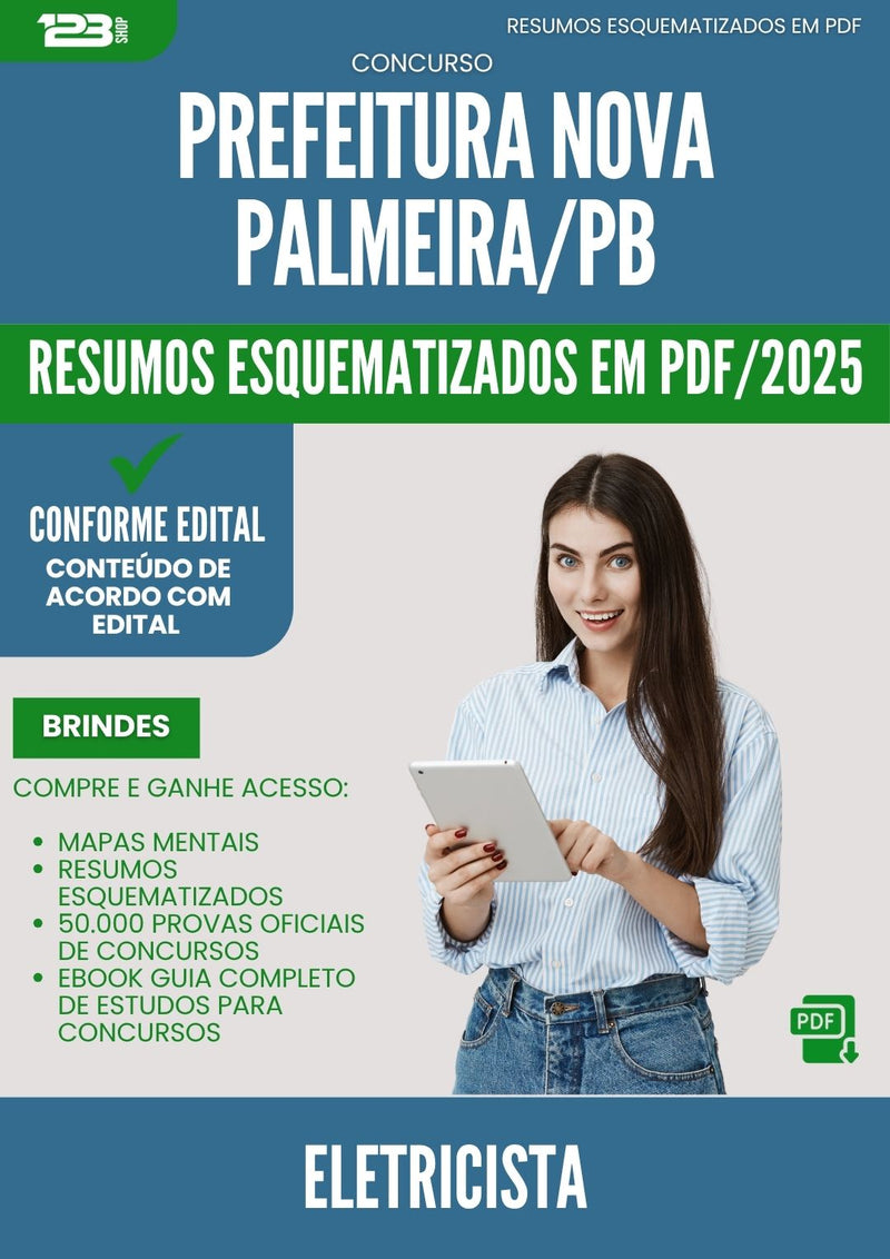 Resumos Esquematizados para Concurso Eletricista da Prefeitura Nova Palmeira Pb 2025 - Conteúdo de Acordo com Edital