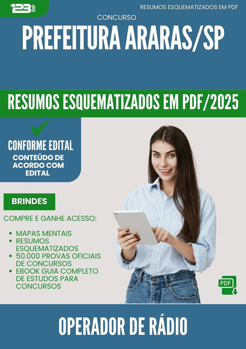 Resumos Esquematizados para Concurso Operador De Radio da Prefeitura Araras Sp 2025 - Conteúdo de Acordo com Edital