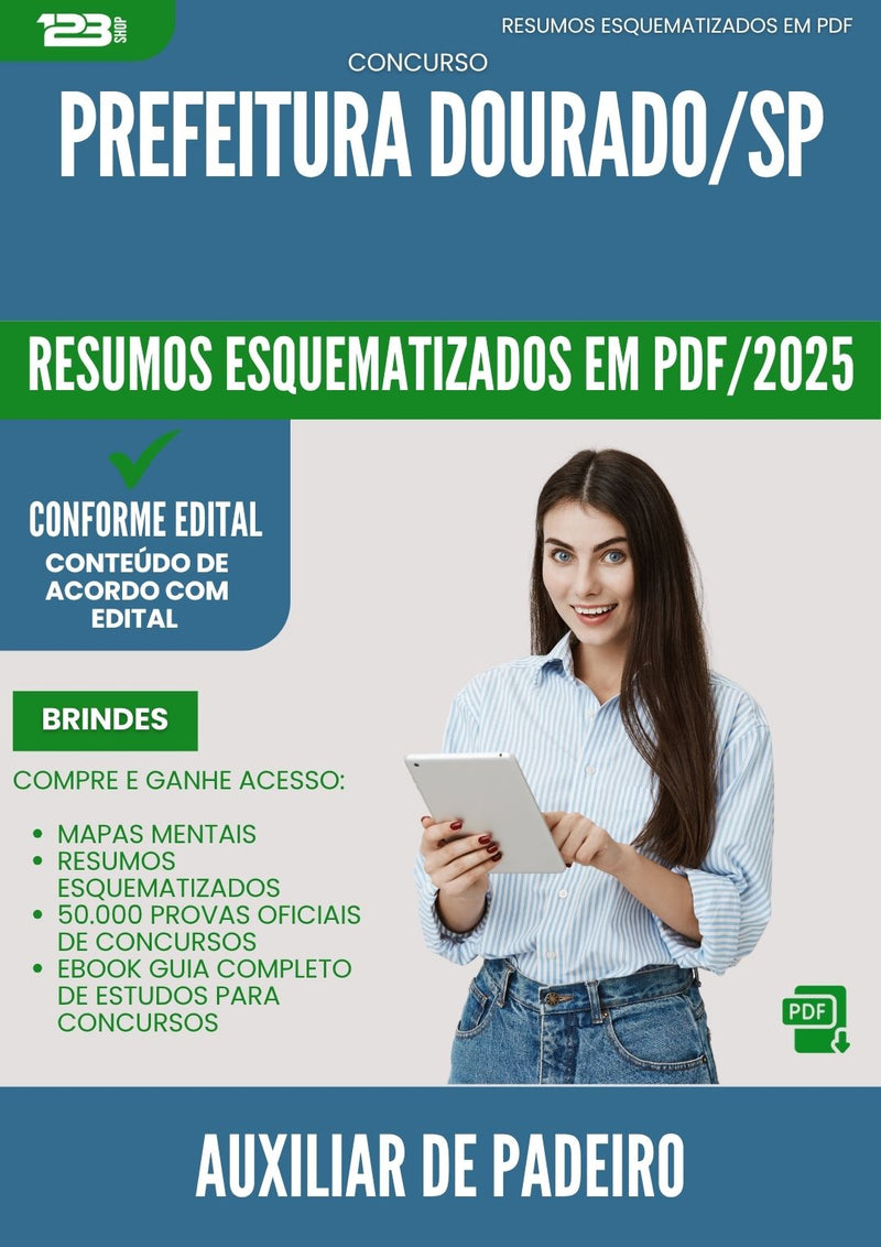 Resumos Esquematizados para Concurso Auxiliar De Padeiro da Prefeitura Dourado Sp 2025 - Conteúdo de Acordo com Edital