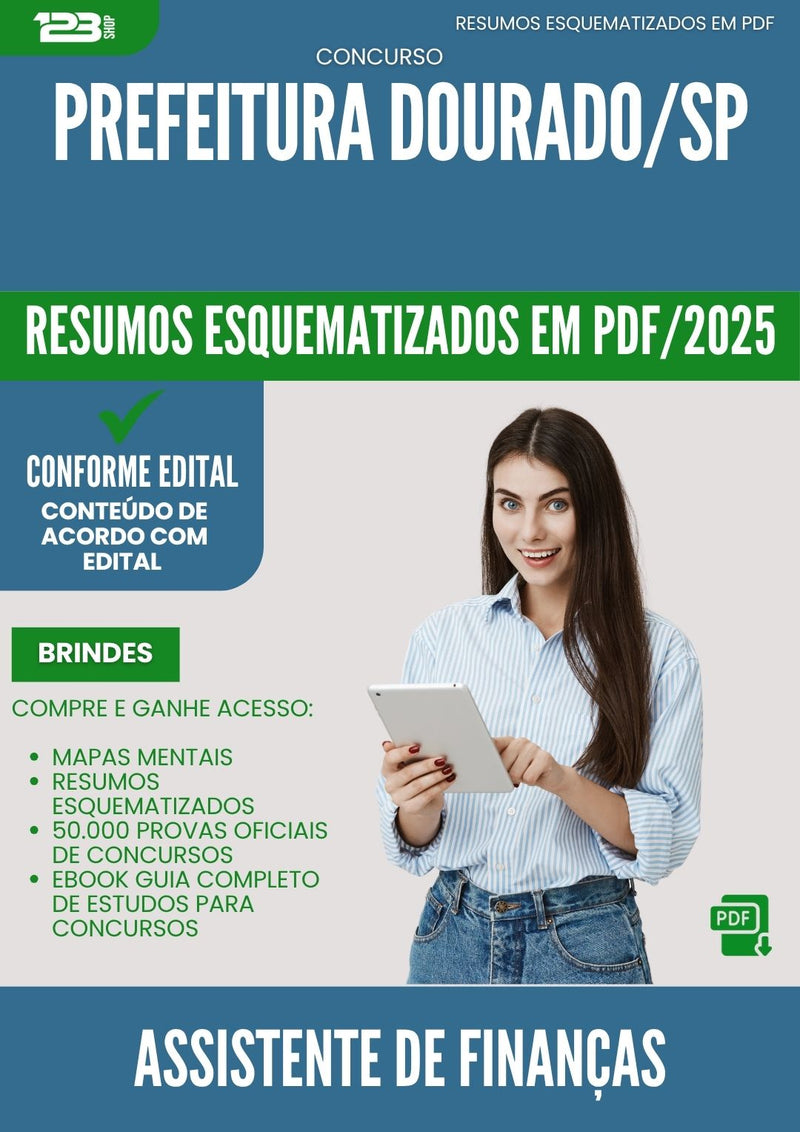 Resumos Esquematizados para Concurso Assistente De Financas da Prefeitura Dourado Sp 2025 - Conteúdo de Acordo com Edital