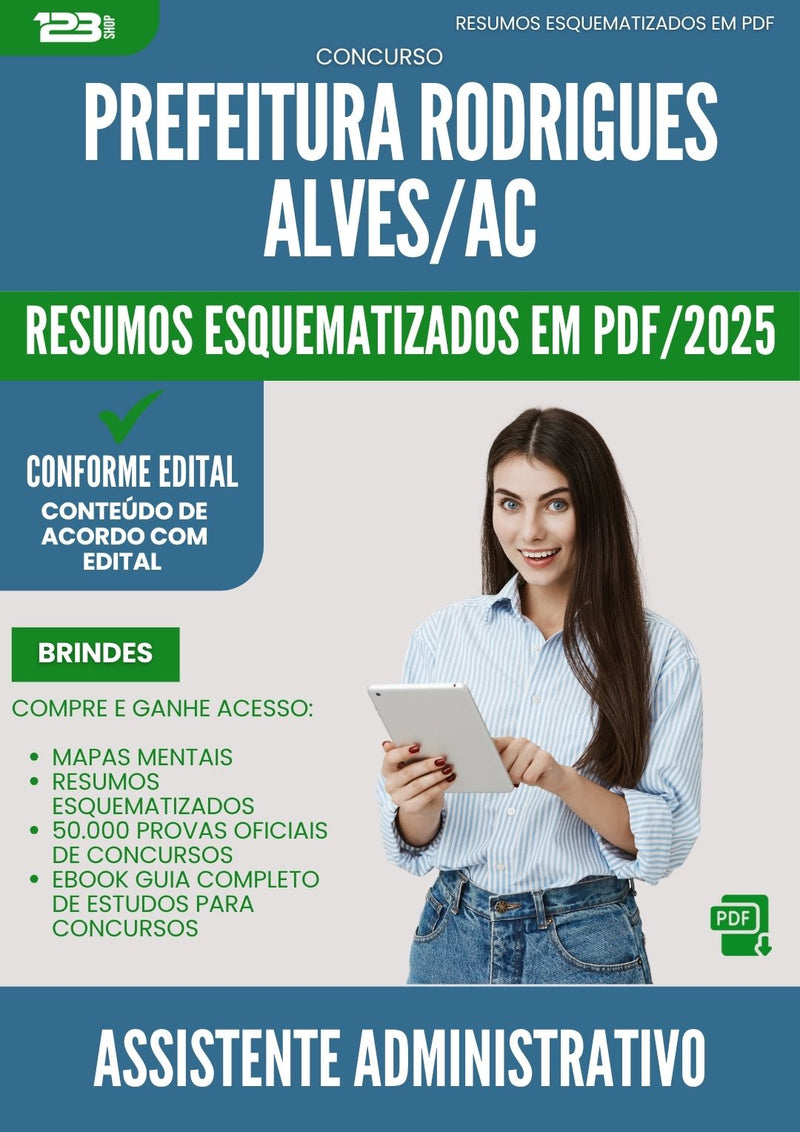 Resumos Esquematizados para Concurso Assistente Administrativo da Prefeitura Rodrigues Alves Ac 2025 - Conteúdo de Acordo com Edital