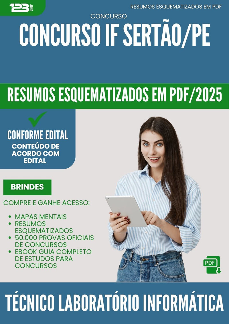 Resumos Esquematizados para Concurso Tecnico Laboratorio Informatica If da Prefeitura Sertao Pe 2025 - Conteúdo de Acordo com Edital
