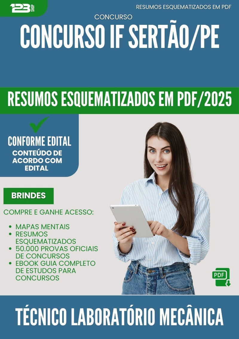 Resumos Esquematizados para Concurso Tecnico Laboratorio Mecanica If da Prefeitura Sertao Pe 2025 - Conteúdo de Acordo com Edital
