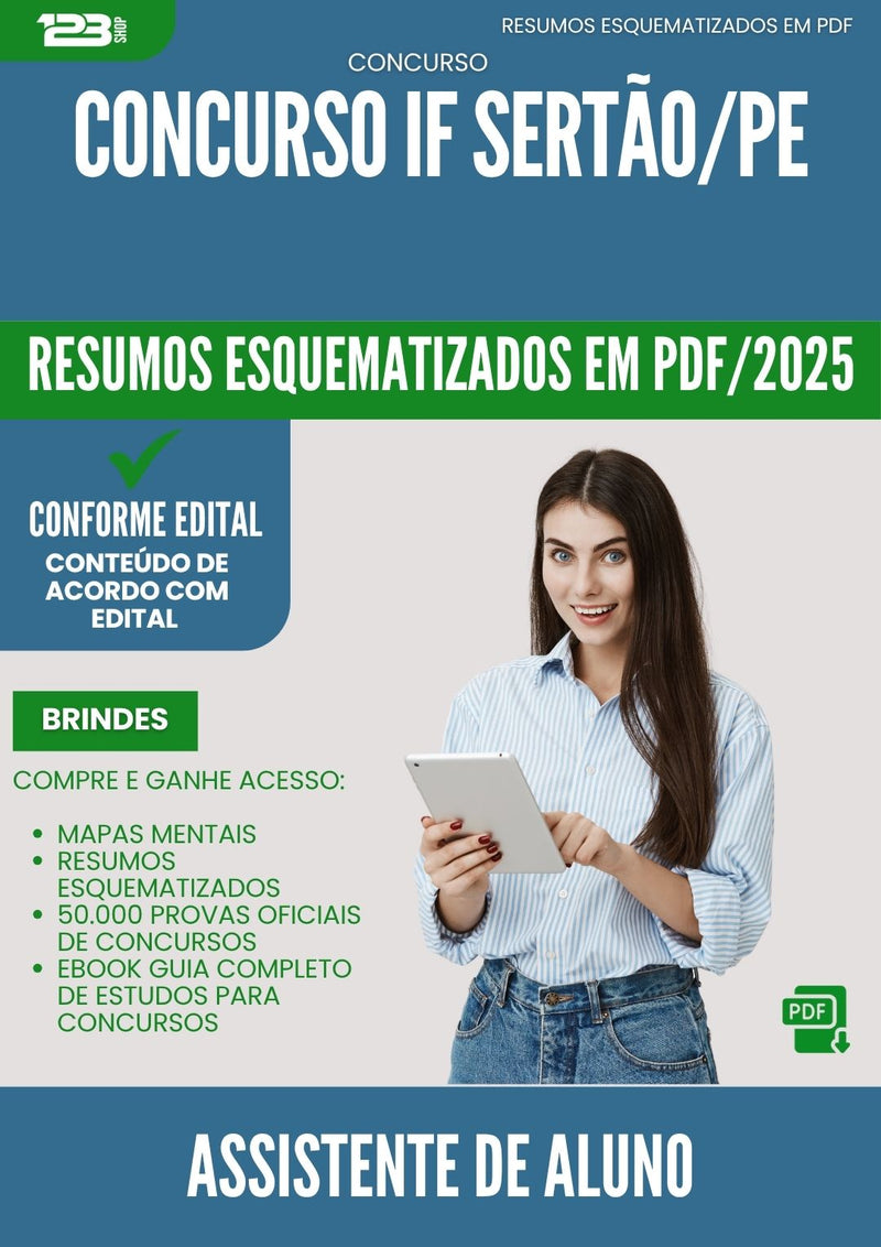 Resumos Esquematizados para Concurso Assistente De Aluno If da Prefeitura Sertao Pe 2025 - Conteúdo de Acordo com Edital
