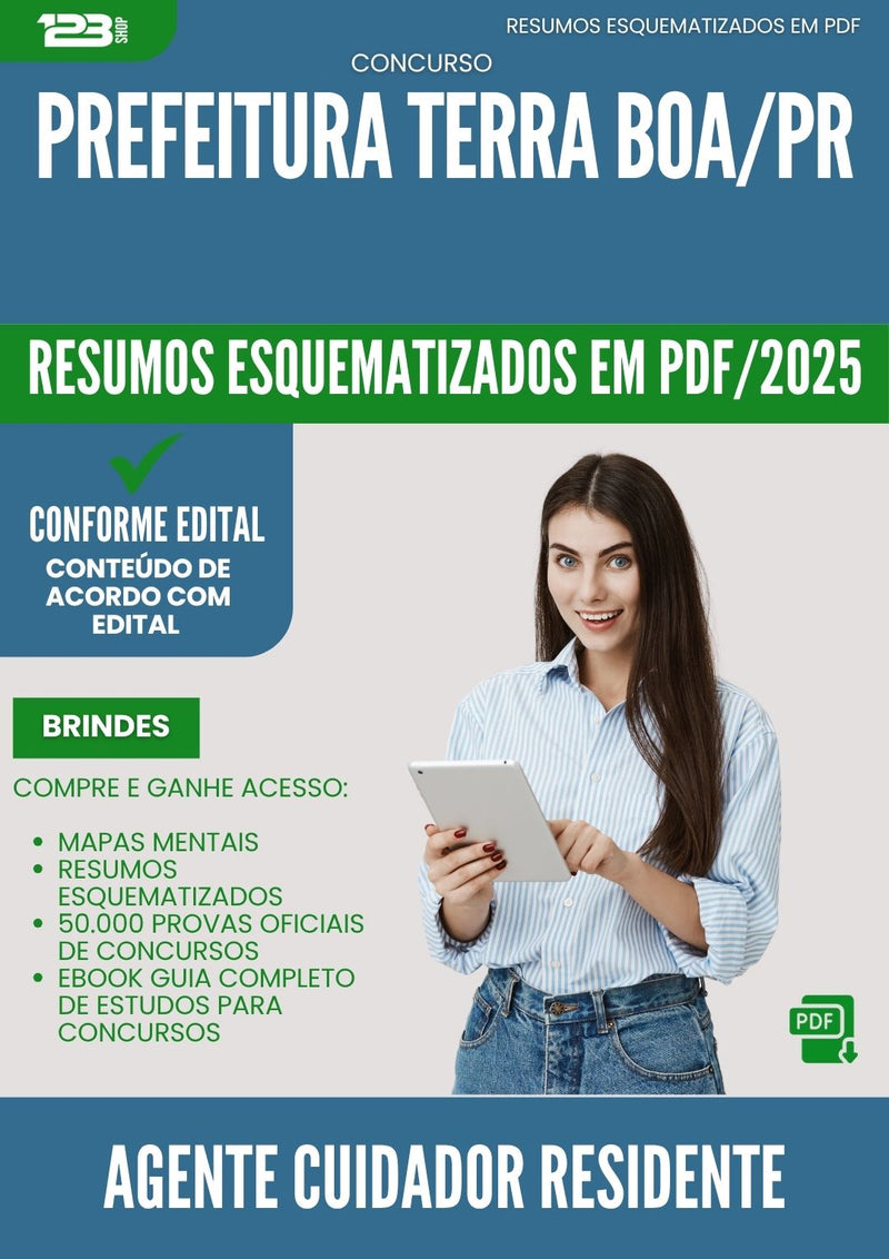 Resumos Esquematizados para Concurso Agente Cuidador Residente da Prefeitura Terra Boa Pr 2025 - Conteúdo de Acordo com Edital
