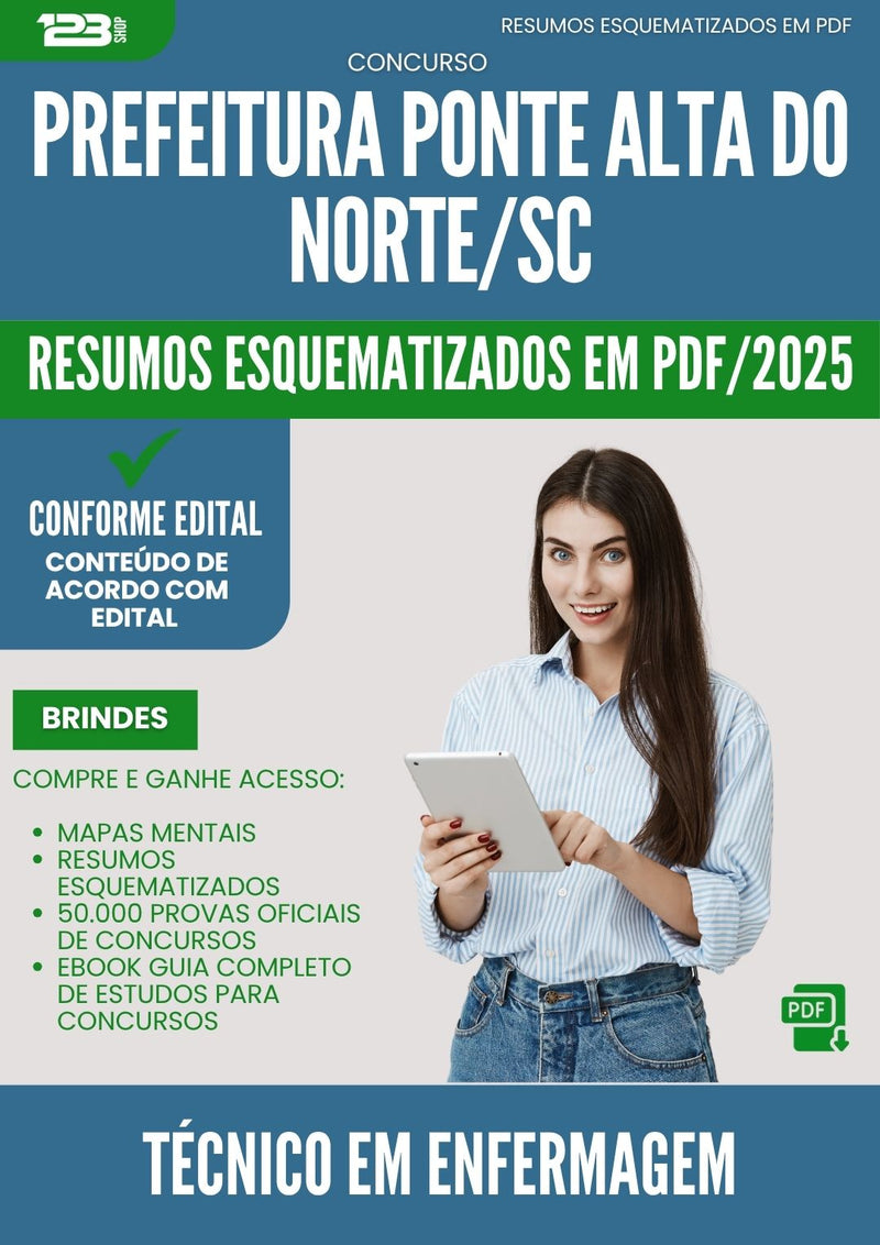 Resumos Esquematizados para Concurso Tecnico Em Enfermagem da Prefeitura Ponte Alta Do Norte Sc 2025 - Conteúdo de Acordo com Edital