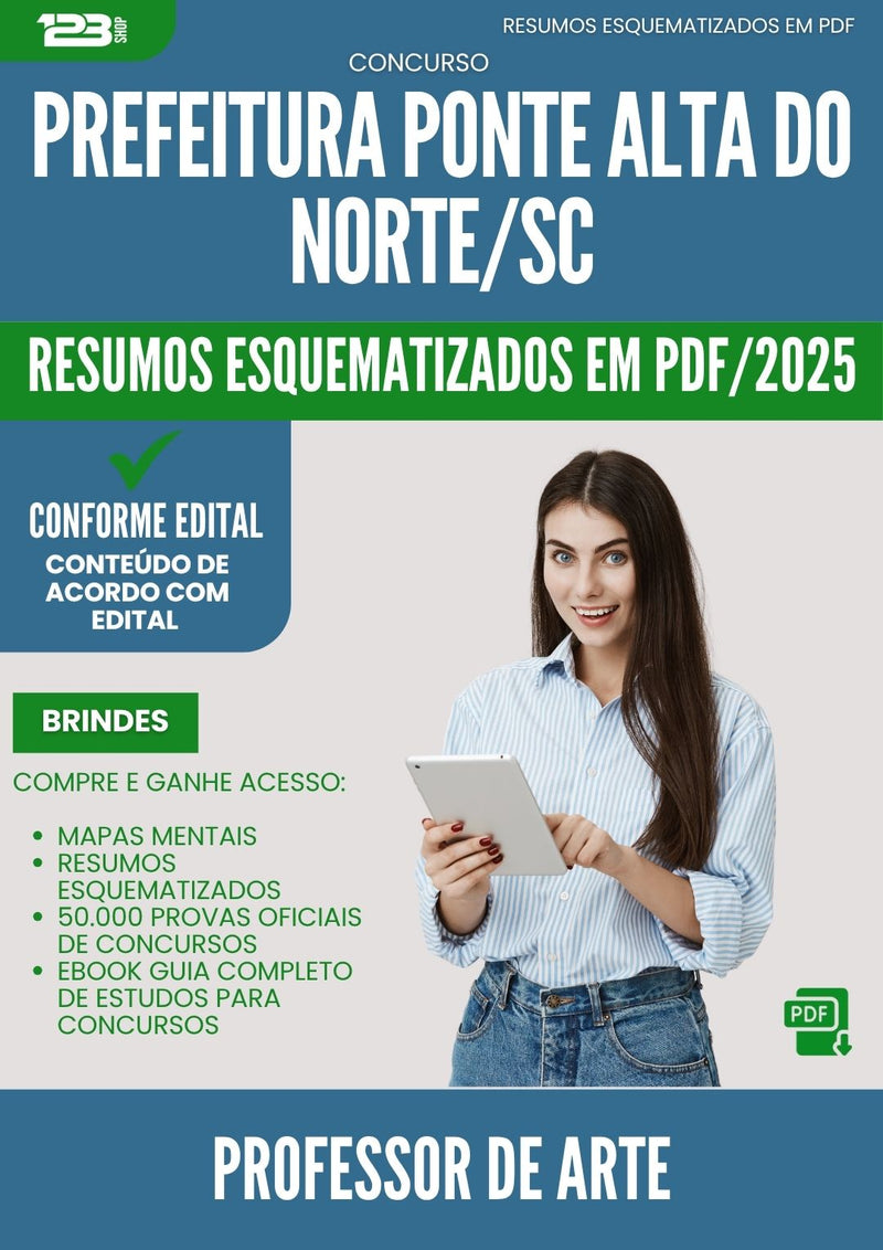 Resumos Esquematizados para Concurso Professor De Arte da Prefeitura Ponte Alta Do Norte Sc 2025 - Conteúdo de Acordo com Edital