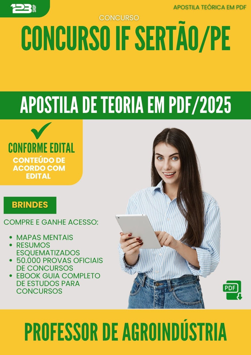 Apostila Teórica para Concurso Professor De Agroindustria If da Prefeitura Sertao Pe 2025 - Conteúdo de Acordo com Edital