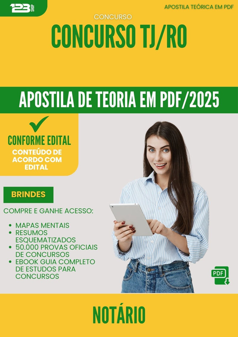 Apostila Teórica para Concurso Notario Tj Ro 2025 - Conteúdo de Acordo com Edital