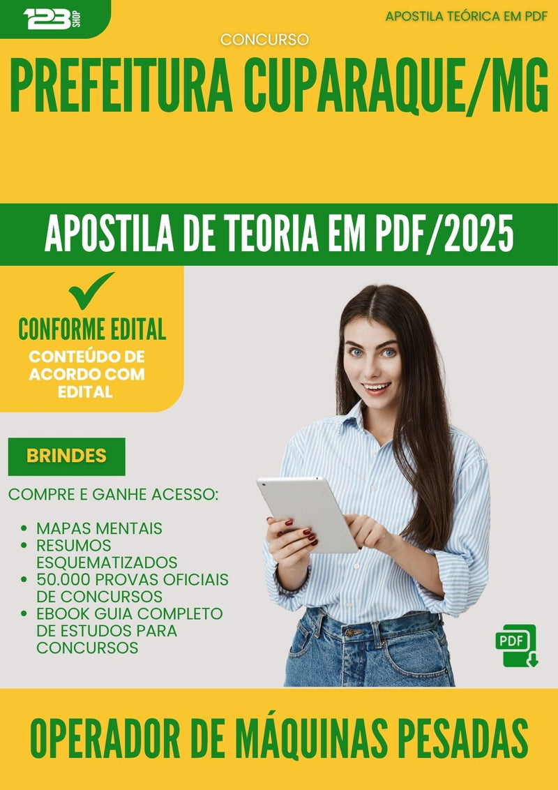 Apostila Teórica para Concurso Operador De Maquinas Pesadas da Prefeitura Cuparaque Mg 2025 - Conteúdo de Acordo com Edital