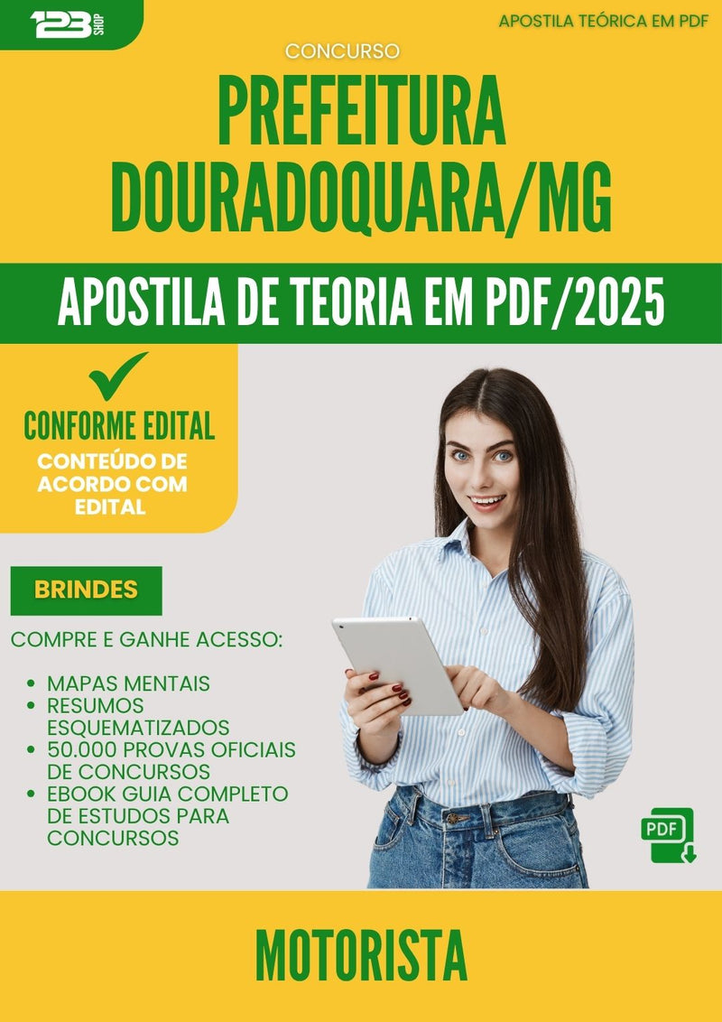 Apostila Teórica para Concurso Motorista da Prefeitura Douradoquara Mg 2025 - Conteúdo de Acordo com Edital