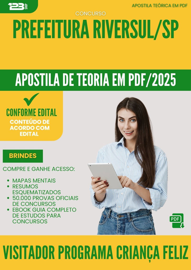 Apostila Teórica para Concurso Visitador Programa Crianca da Prefeitura Feliz Riversul Sp 2025 - Conteúdo de Acordo com Edital