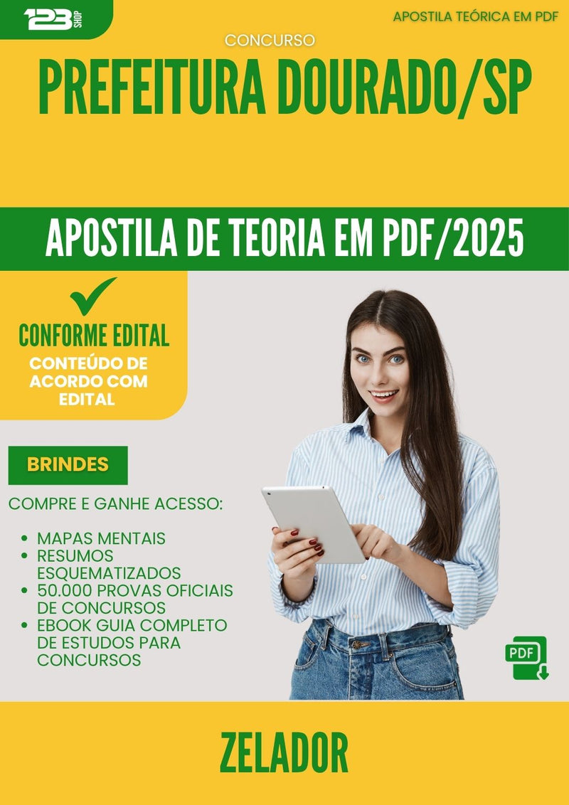 Apostila Teórica para Concurso Zelador da Prefeitura Dourado Sp 2025 - Conteúdo de Acordo com Edital
