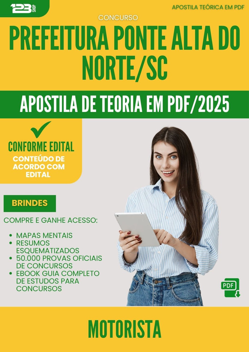 Apostila Teórica para Concurso Motorista da Prefeitura Ponte Alta Do Norte Sc 2025 - Conteúdo de Acordo com Edital