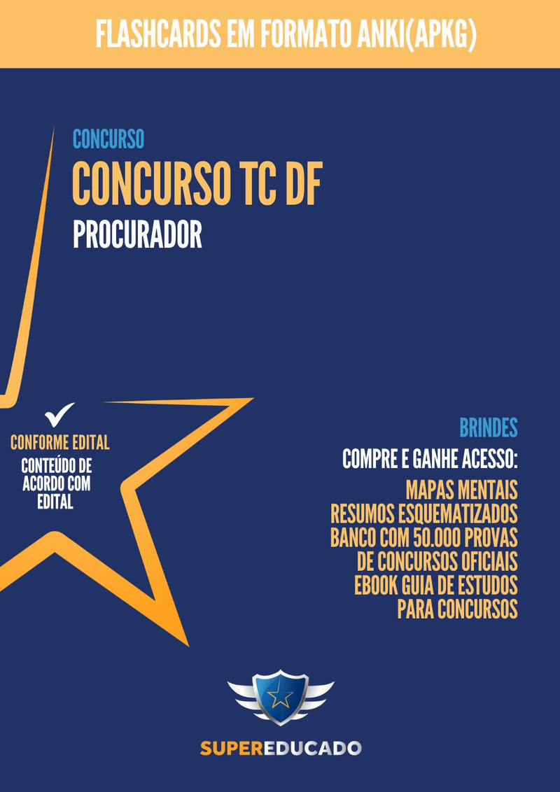 Flashcards para Concurso TC/DF 2024 para Procurador - 1.000 Flashcards - Conteúdo de Acordo com Edital