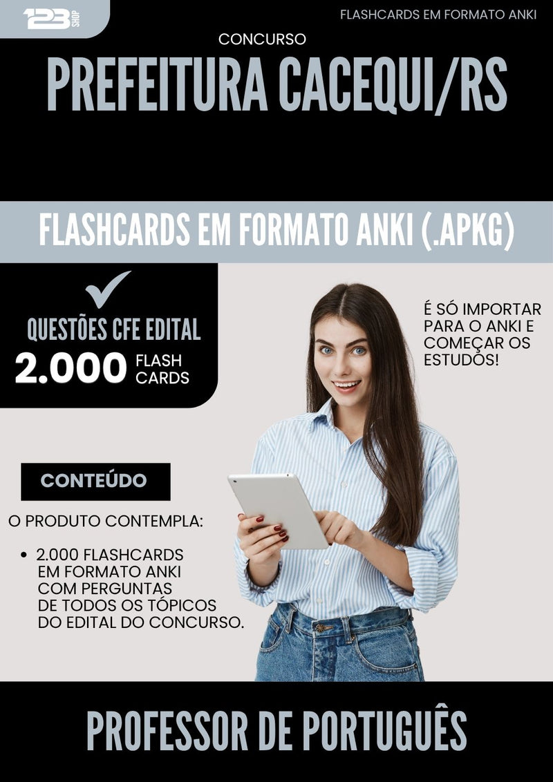 Flashcards para Concurso Professor De Portugues da Prefeitura Cacequi Rs 2025 - 2000 Flashcards de Acordo com Edital
