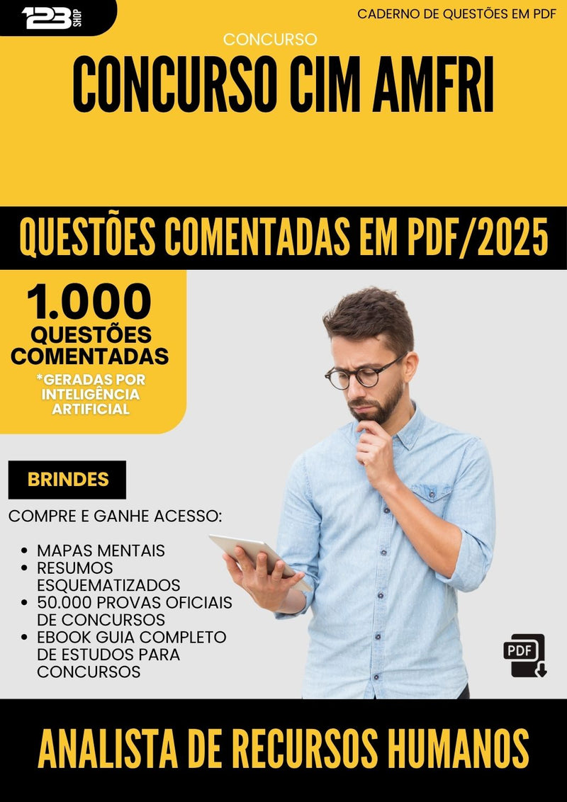 1000 Questões Comentadas para Concurso Analista De Recursos Humanos Cim Amfri 2025 - 1000 Questões