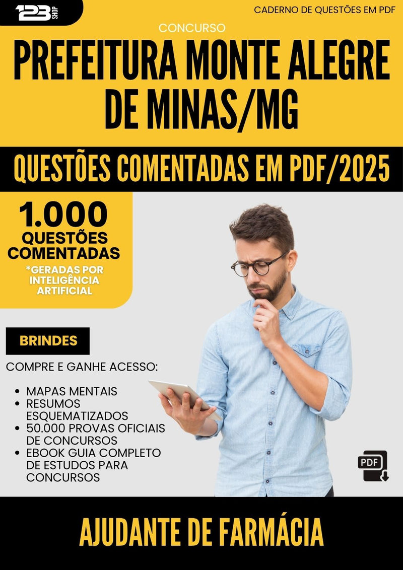 1000 Questões Comentadas para Concurso Ajudante De Farmacia Monte da Prefeitura Alegre De Minas Mg 2025 - 1000 Questões