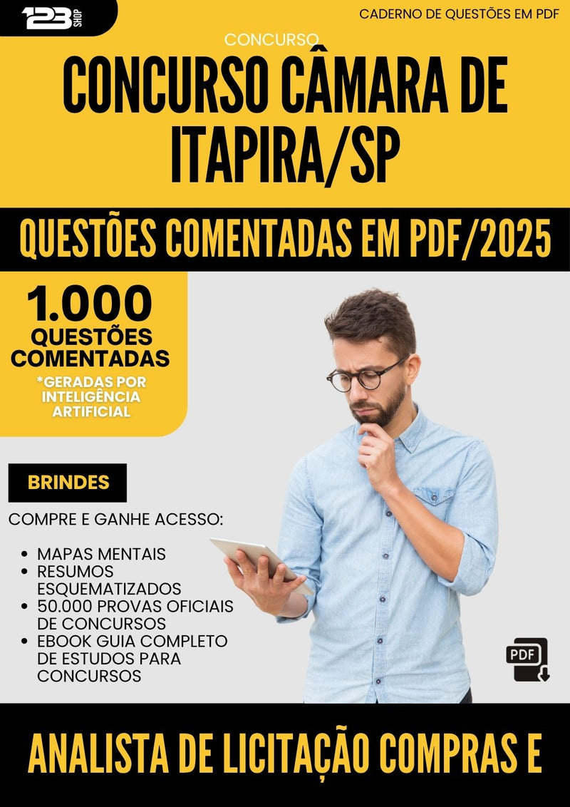 1000 Questões Comentadas para Concurso Analista De Licitacao Compras E Contratos Camara De da Prefeitura Itapira Sp 2025 - 1000 Questões