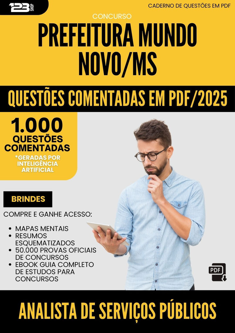 1000 Questões Comentadas para Concurso Analista De Servicos Publicos da Prefeitura Mundo Novo Ms 2025 - 1000 Questões