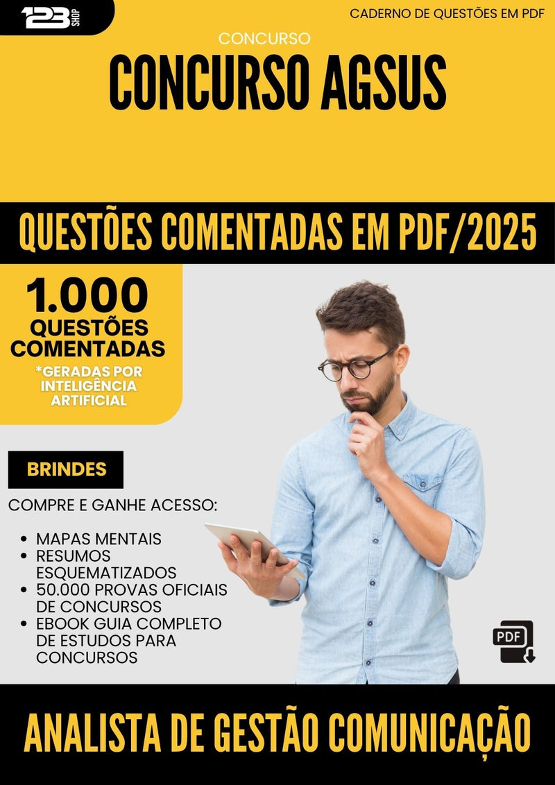 1000 Questões Comentadas para Concurso Analista De Gestao Comunicacao Social Agsus 2025 - 1000 Questões