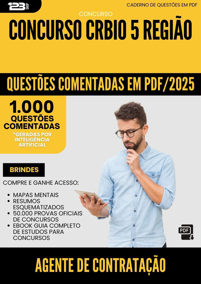 1000 Questões Comentadas para Concurso Agente De Contratacao Crbio 5 Regiao 2025 - 1000 Questões