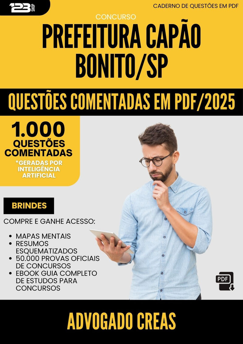 1000 Questões Comentadas para Concurso Advogado Creas Capao da Prefeitura Bonito Sp 2025 - 1000 Questões